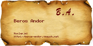 Beros Andor névjegykártya